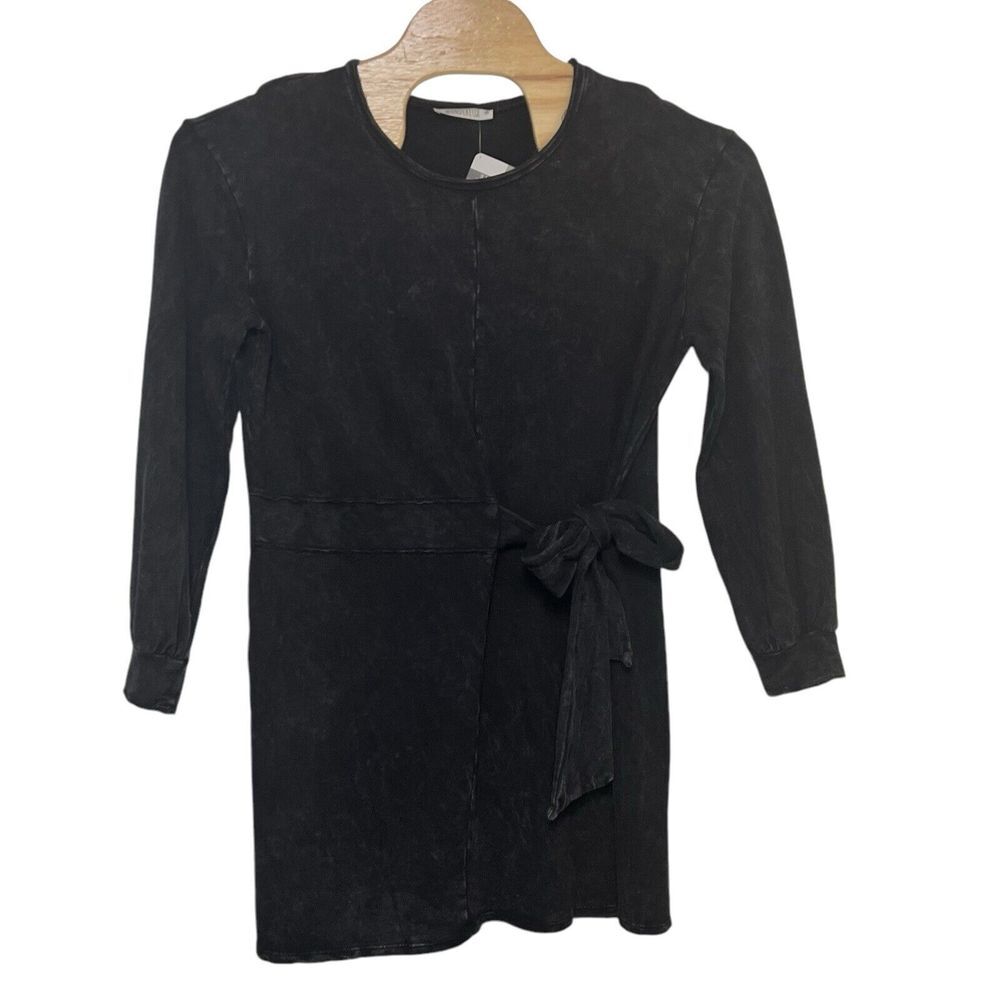 WANDERLUX Women Size Medium in Black Mineral Cella Long Sleeve Sweatshirt Dress